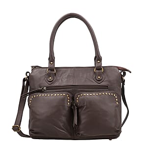 Brown Genuine Leather RFID Protected Shoulder Bag (12x4x11)