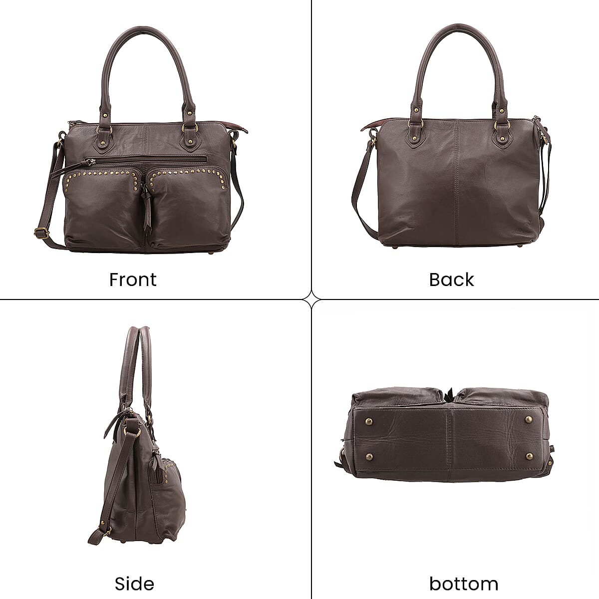Brown Genuine Leather RFID Protected Shoulder Bag (12x4x11) image number 3