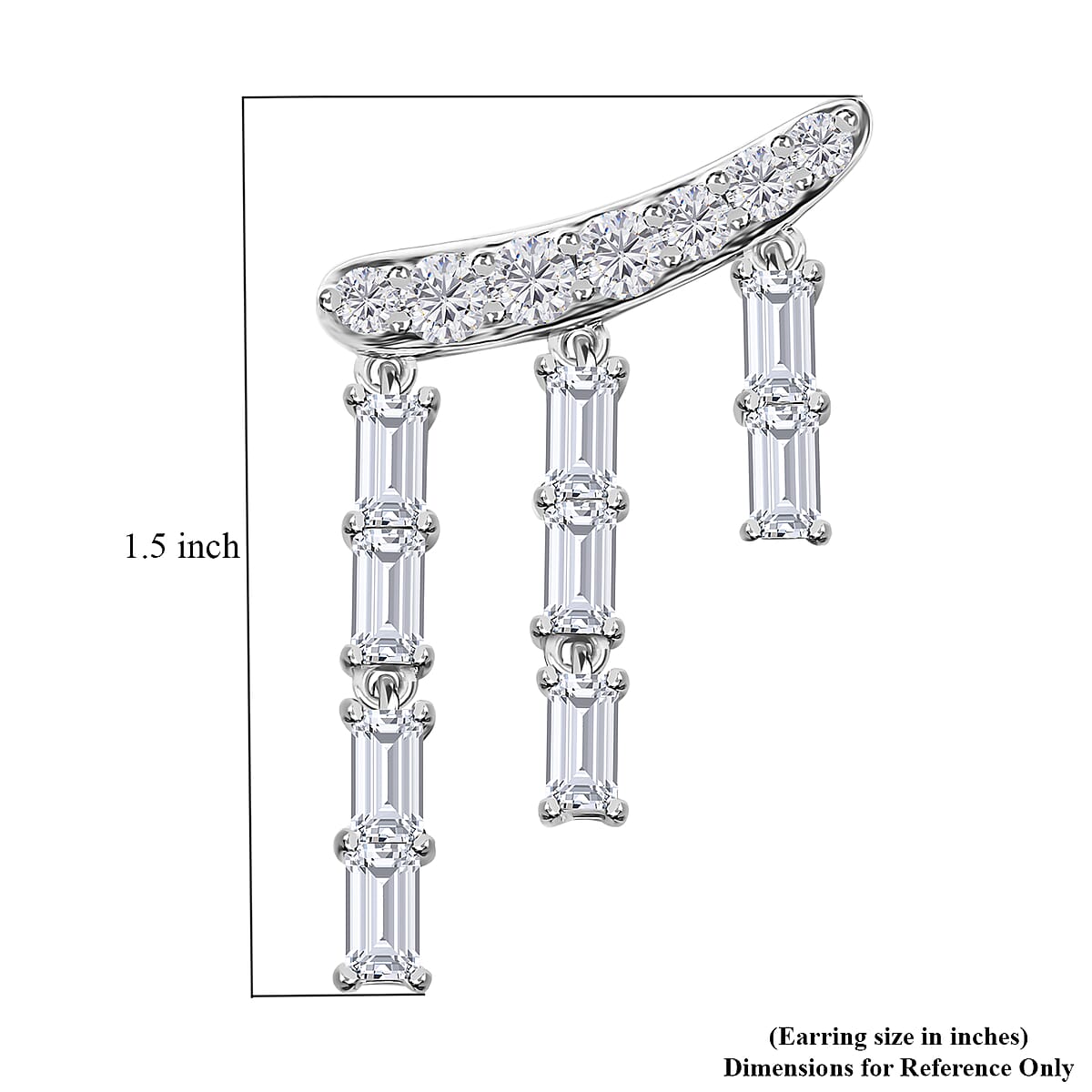 Moissanite Chandelier Earrings in Platinum Over Sterling Silver 5.00 ctw image number 4
