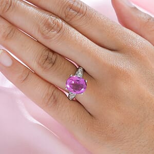 Radiant Orchid Quartz (Triplet) Solitaire Ring in Stainless Steel (Size 10.0) 4.50 ctw