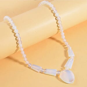 Opalite 171.35 ctw Beaded Necklace in Stainless Steel 18-20 Inches