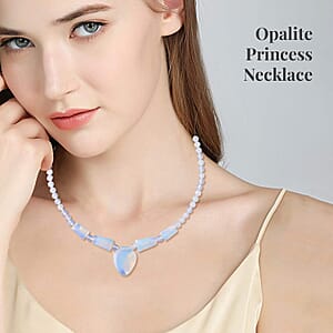 Opalite 171.35 ctw Beaded Necklace in Stainless Steel 18-20 Inches