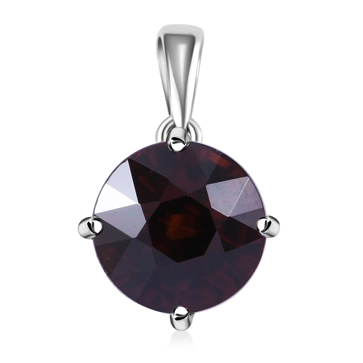 10K White Gold AAA Red Zircon Solitaire Pendant 3.00 ctw image number 0