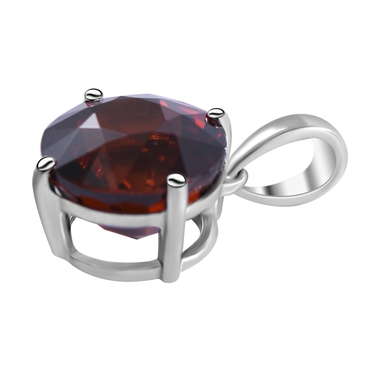 10K White Gold AAA Red Zircon Solitaire Pendant 3.00 ctw image number 2