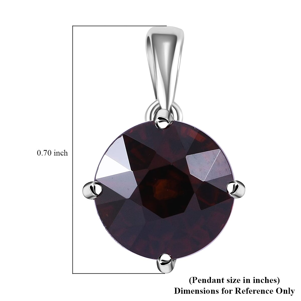 10K White Gold AAA Red Zircon Solitaire Pendant without Chain 3.00 ctw