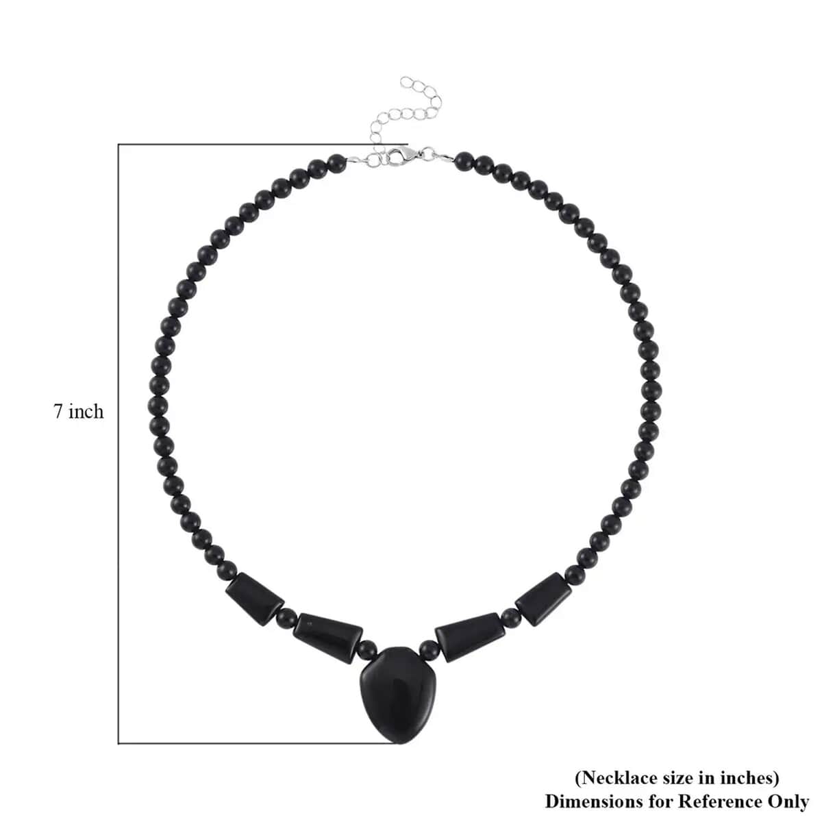 Black Obsidian 176.45 ctw Beaded Necklace in Stainless Steel 18-20 Inches image number 6