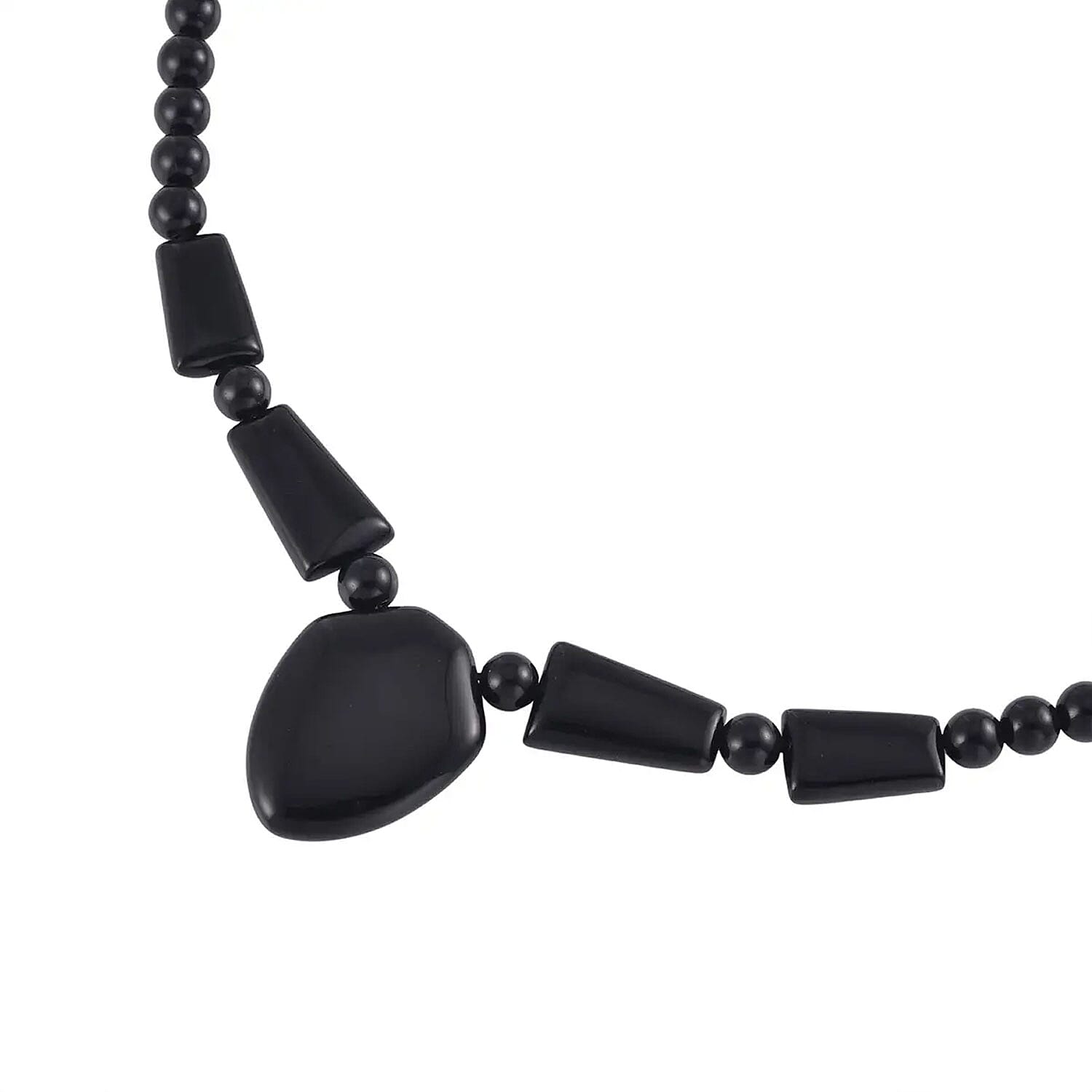 Black Obsidian 176.45 ctw Beaded Necklace in Stainless Steel 18-20 Inches