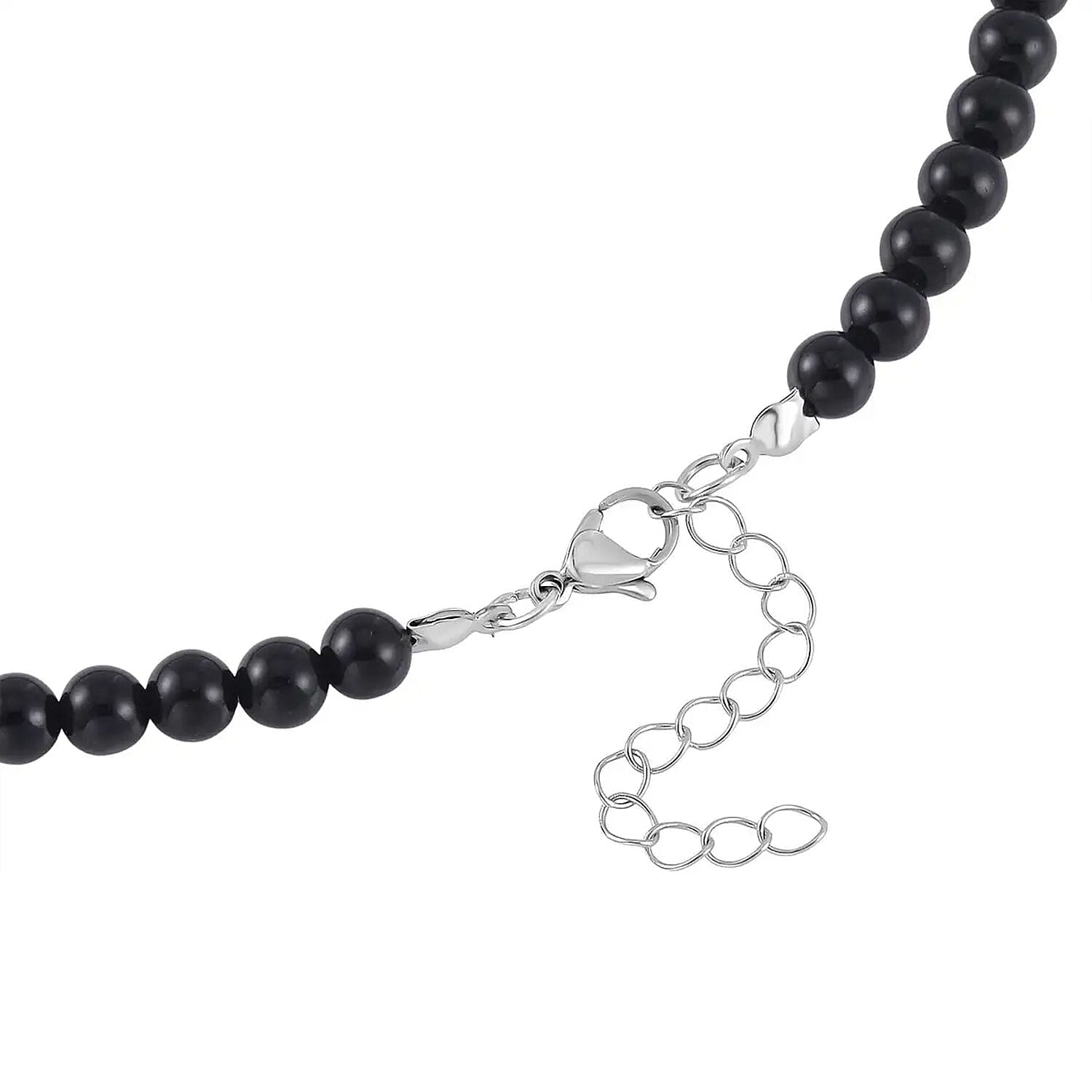 Black Obsidian 176.45 ctw Beaded Necklace in Stainless Steel 18-20 Inches