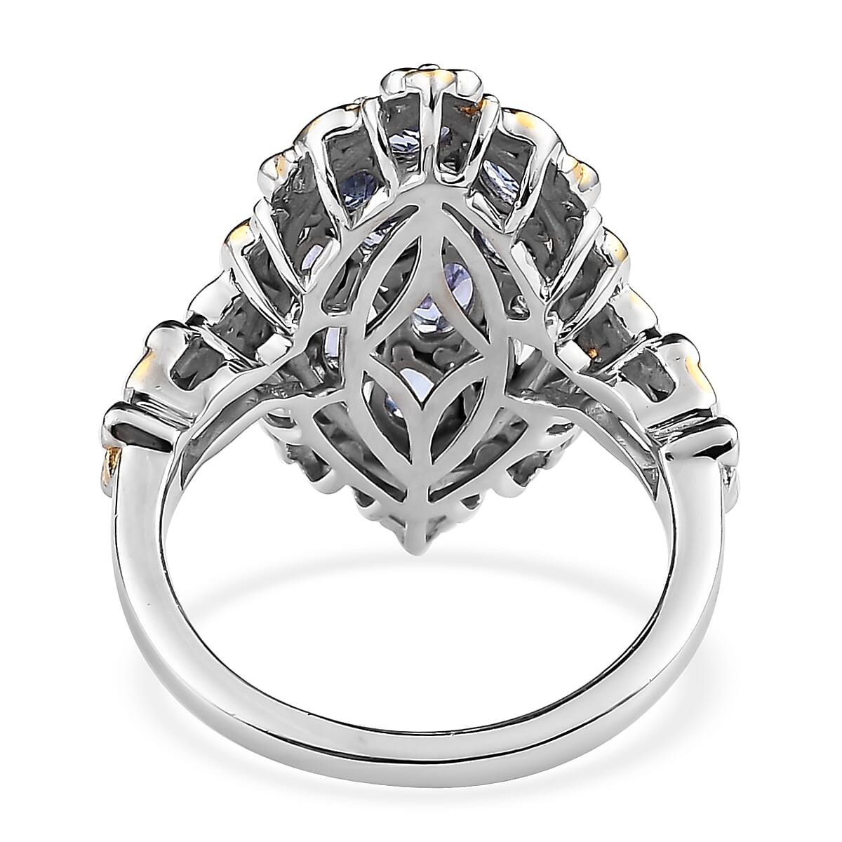 Tanzanite Ring in Vermeil Yellow Gold and Platinum Over Sterling Silver (Size 5.0) 1.60 ctw