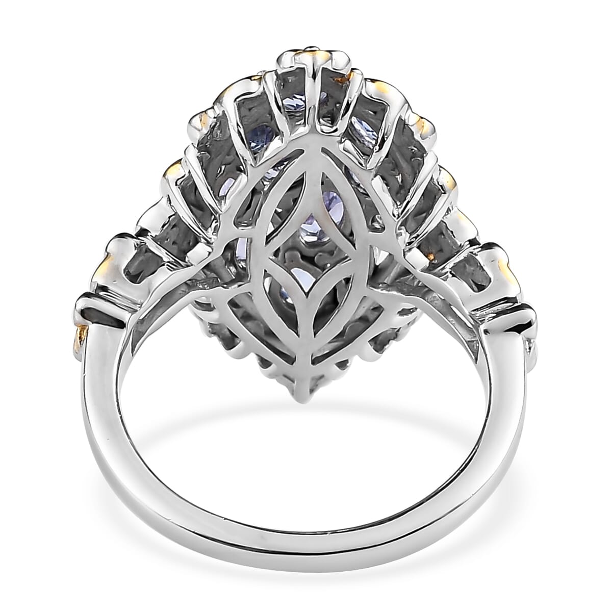 Tanzanite Ring in Vermeil Yellow Gold and Platinum Over Sterling Silver (Size 5.0) 1.60 ctw image number 4