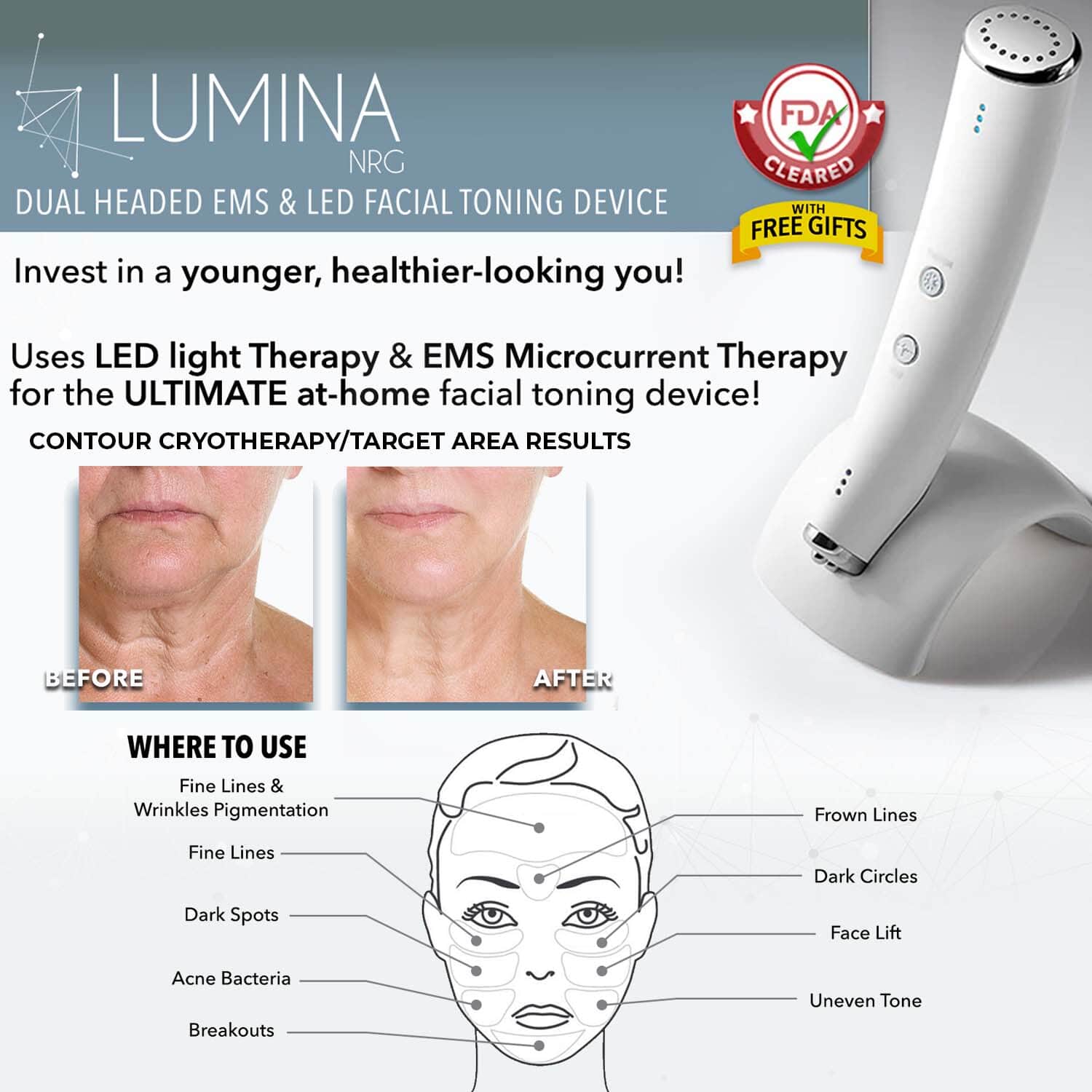 Lumina NRG EMS & LED Facial buy toning therapy