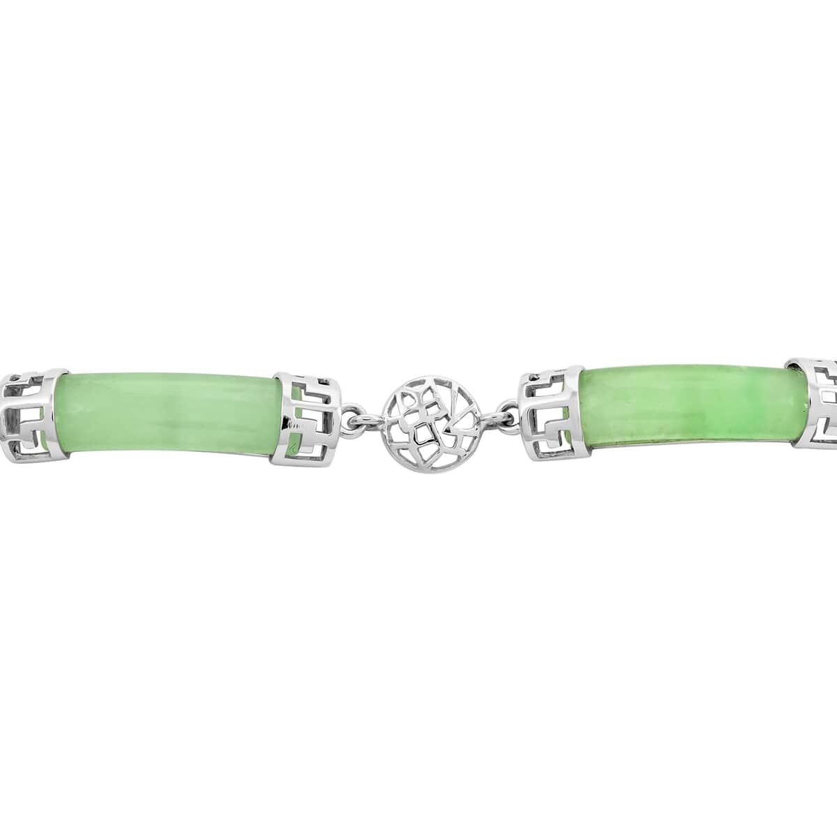 Green Jade (D) Bracelet in Sterling Silver (7.50 In) 18.00 ctw image number 2