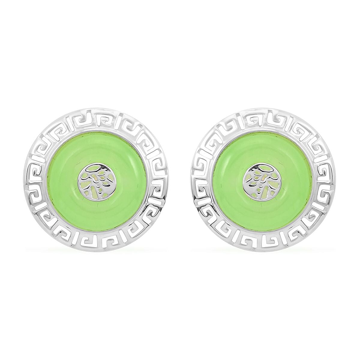 Jade Circle Earrings in Sterling Silver 12.00 ctw