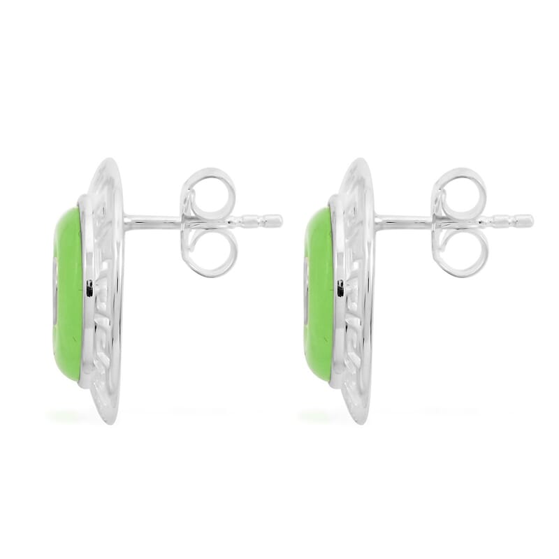 Jade Circle Earrings in Sterling Silver 12.00 ctw