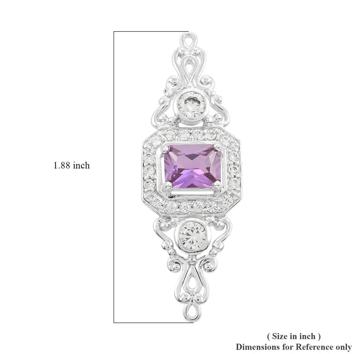 Simulated Purple and White Diamond 6.50 ctw Brooch in Sterling Silver image number 6