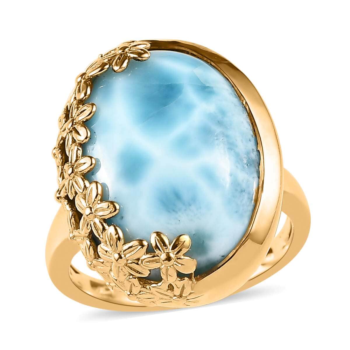 GP Italian Garden Collection Premium Larimar Ring in Vermeil Yellow Gold Over Sterling Silver 18.10 ctw image number 0