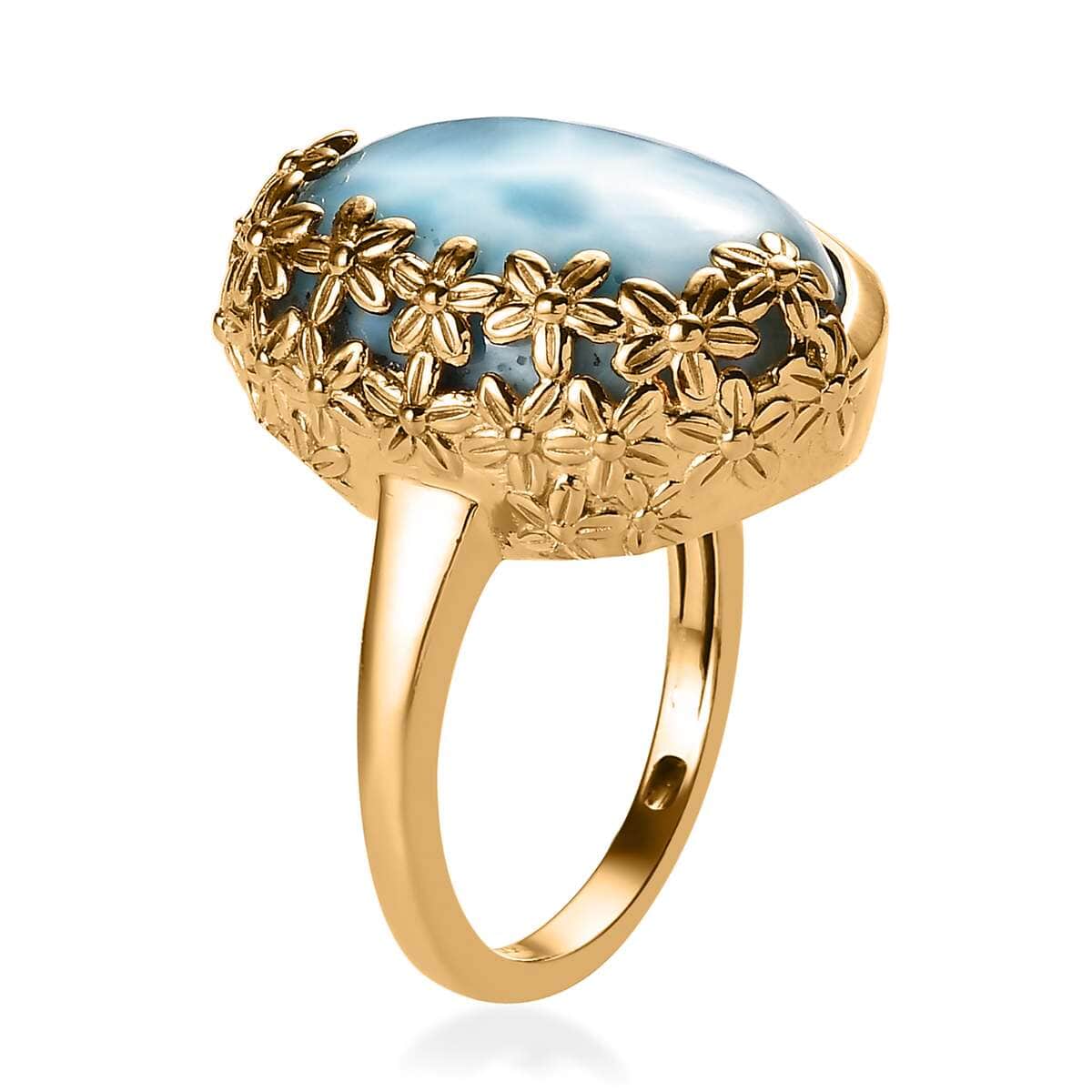 GP Italian Garden Collection Premium Larimar Ring in Vermeil Yellow Gold Over Sterling Silver 18.10 ctw image number 3