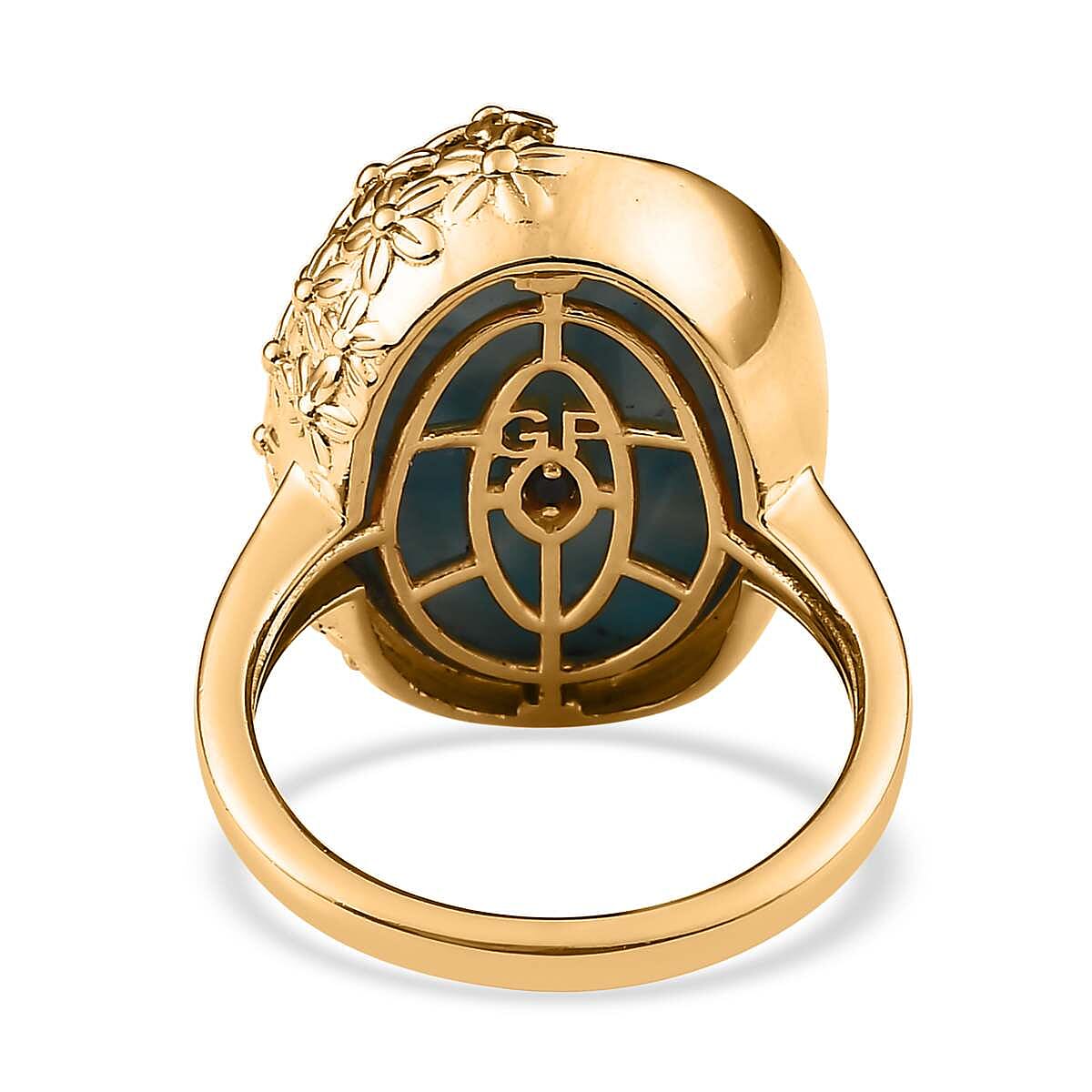 GP Italian Garden Collection Premium Larimar Ring in Vermeil Yellow Gold Over Sterling Silver (Size 10.0) 18.10 ctw