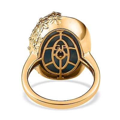GP Italian Garden Collection Premium Larimar Ring in Vermeil Yellow Gold Over Sterling Silver (Size 10.0) 18.10 ctw