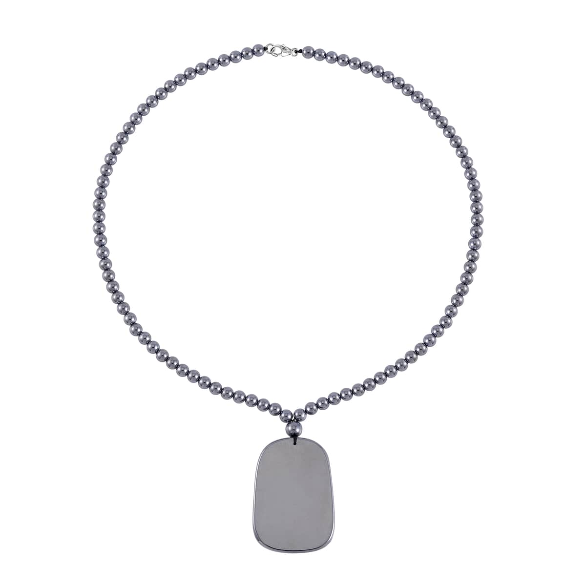 Terahertz Dog Tag Pendant with Beaded Necklace 20 Inches in Rhodium Over Sterling Silver 199.00 ctw image number 0