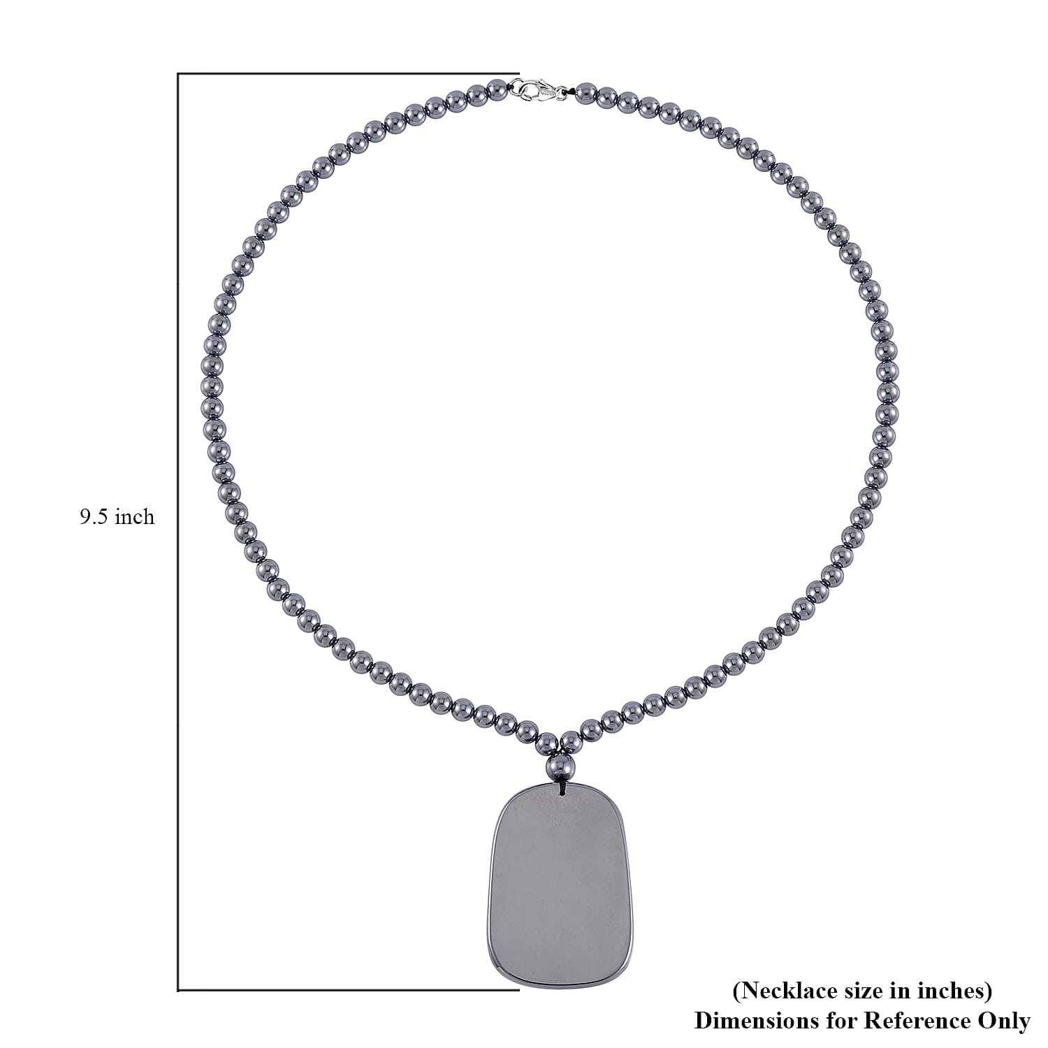Terahertz Dog Tag Pendant with Beaded Necklace 20 Inches in Rhodium Over Sterling Silver 199.00 ctw