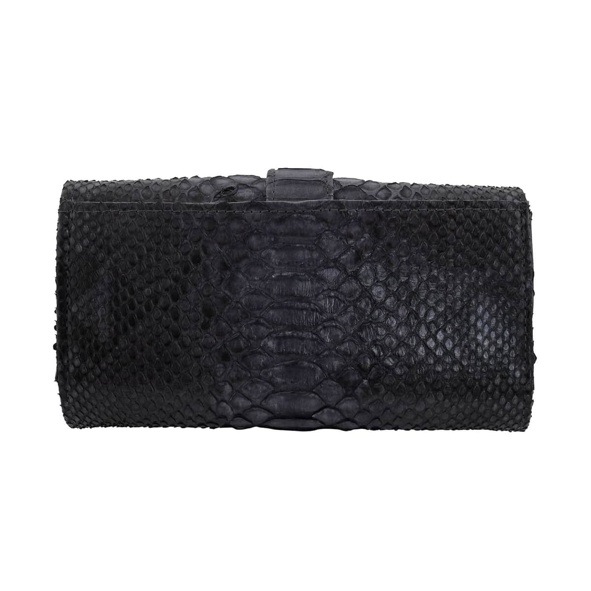 The Grand Pelle Handcrafted Black Color Genuine Python Leather Crossbody Wallet (7.50x1.60x4.30) image number 3