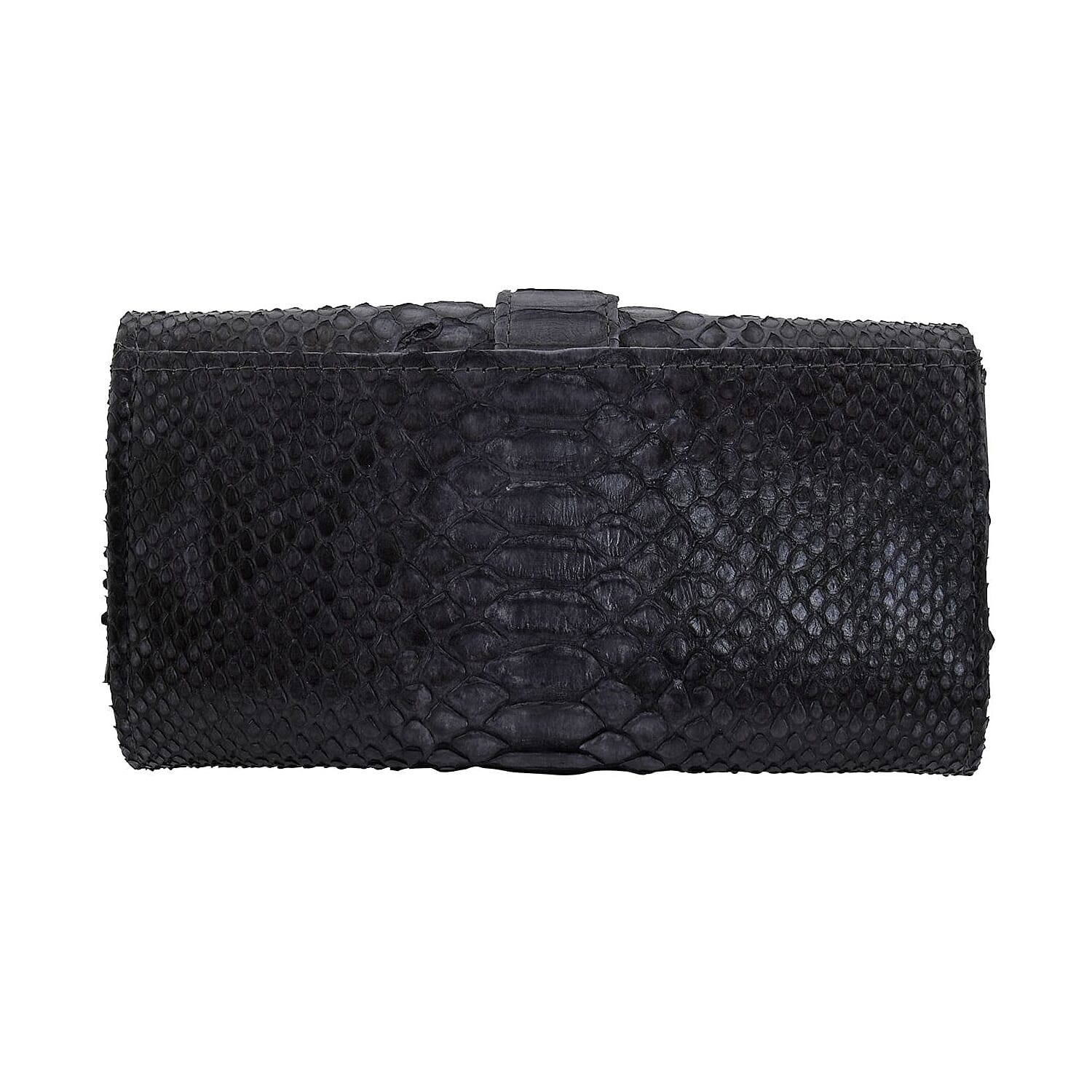The Grand Pelle Handcrafted Black Color Genuine Python Leather Crossbody Wallet