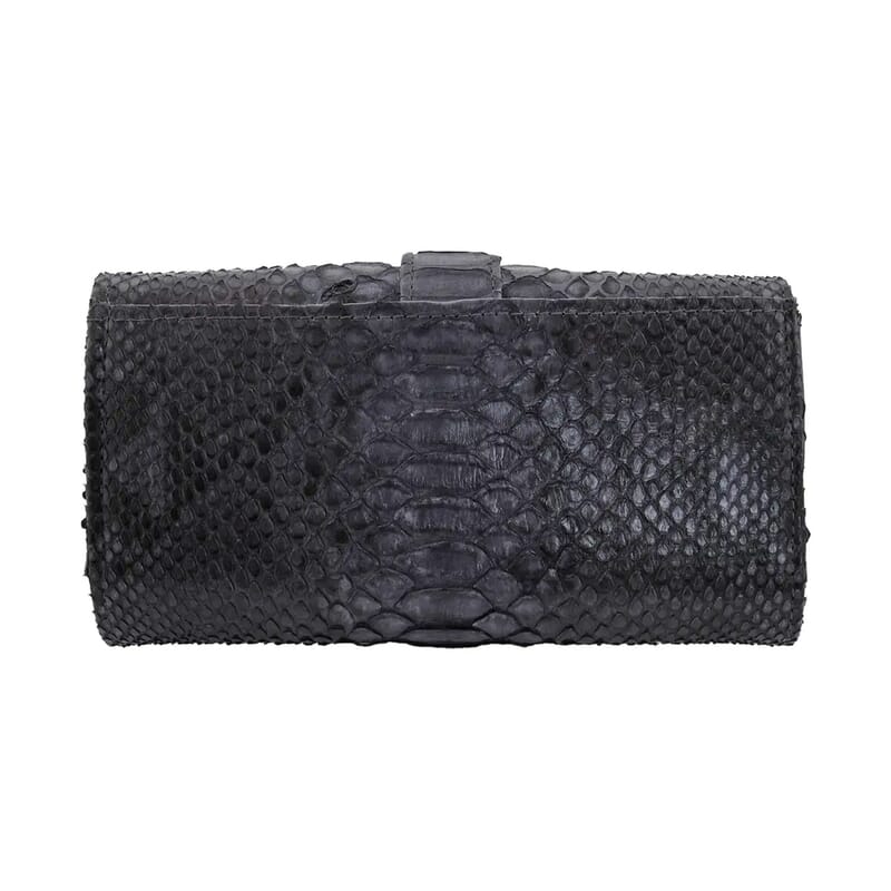 The Grand Pelle Handcrafted Black Color Genuine Python Leather Crossbody Wallet