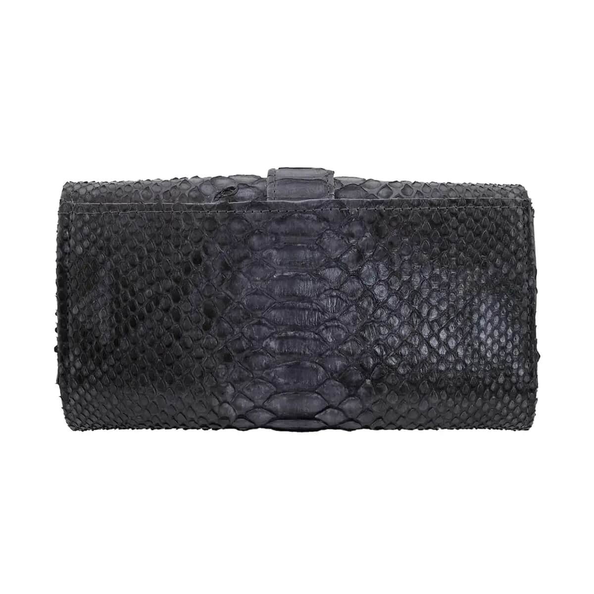 The Grand Pelle Handcrafted Black Color Genuine Python Leather Crossbody Wallet (7.50x1.60x4.30) image number 6