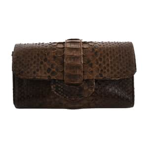 The Grand Pelle Handcrafted Brown Color Genuine Python Leather Crossbody Wallet