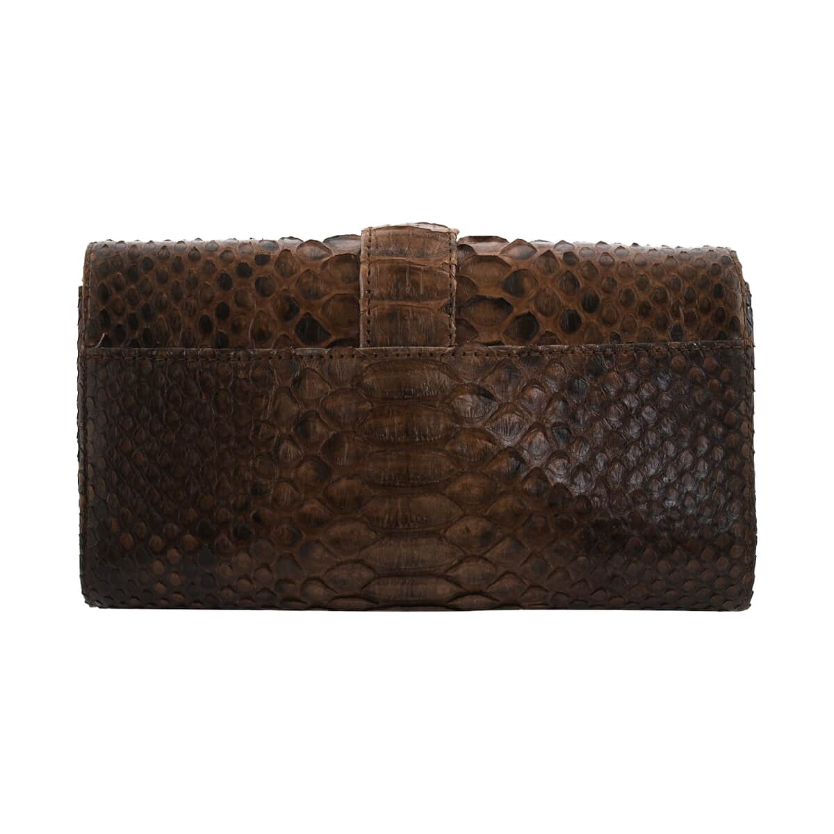 The Grand Pelle Handcrafted Brown Color Genuine Python Leather Crossbody Wallet image number 2