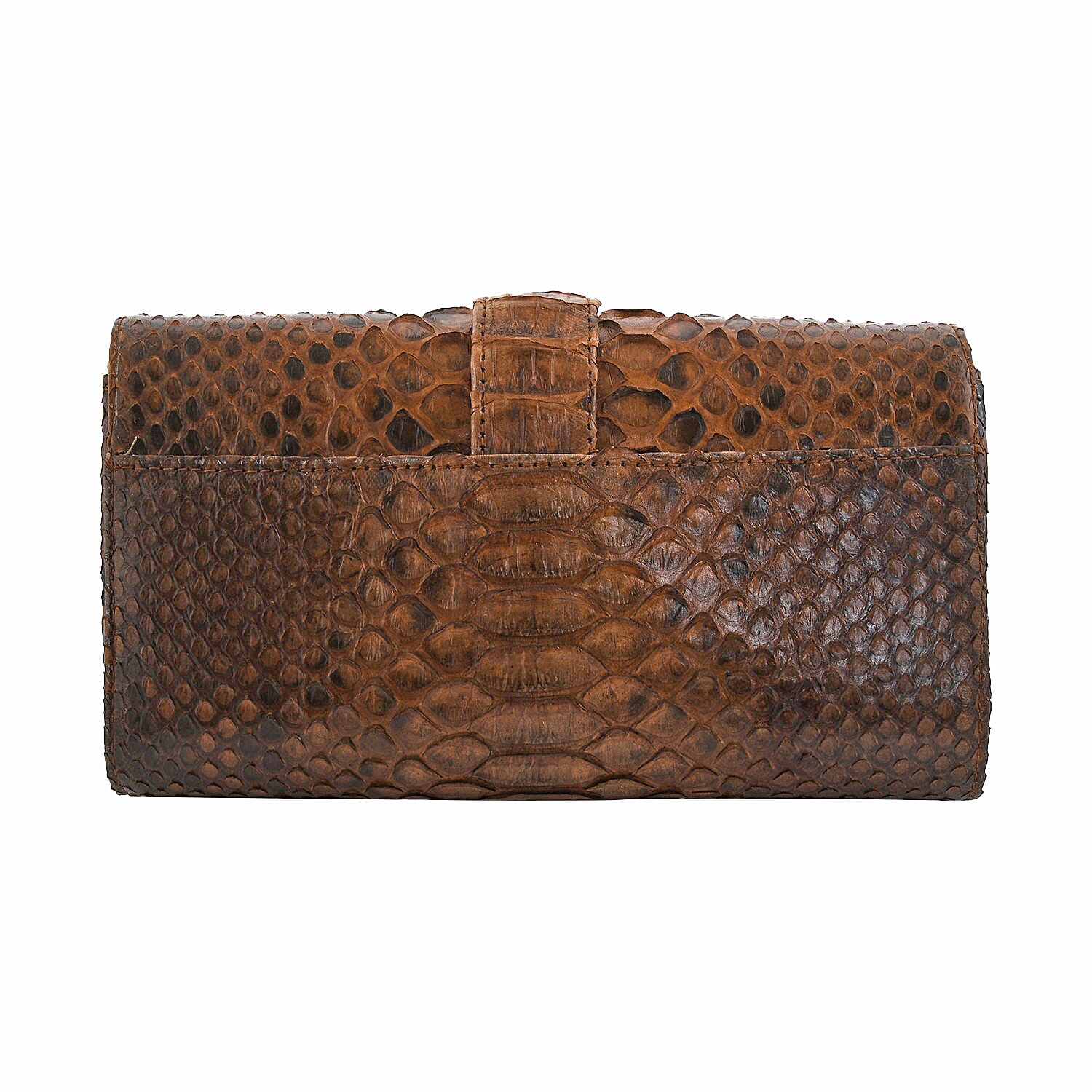 The Grand Pelle Handcrafted Brown Color Genuine Python Leather Crossbody Wallet
