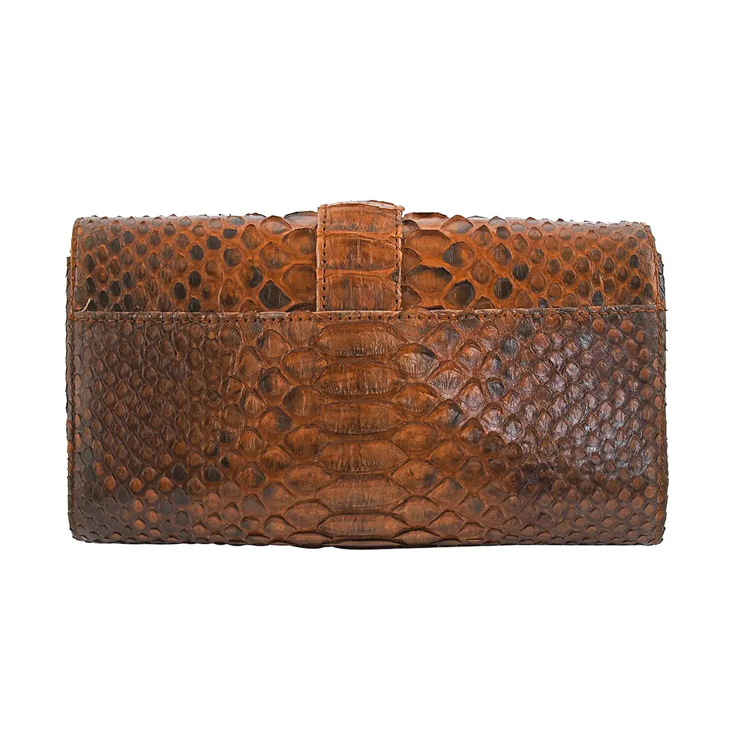 The Grand Pelle Handcrafted Brown Color Genuine Python Leather Crossbody Wallet