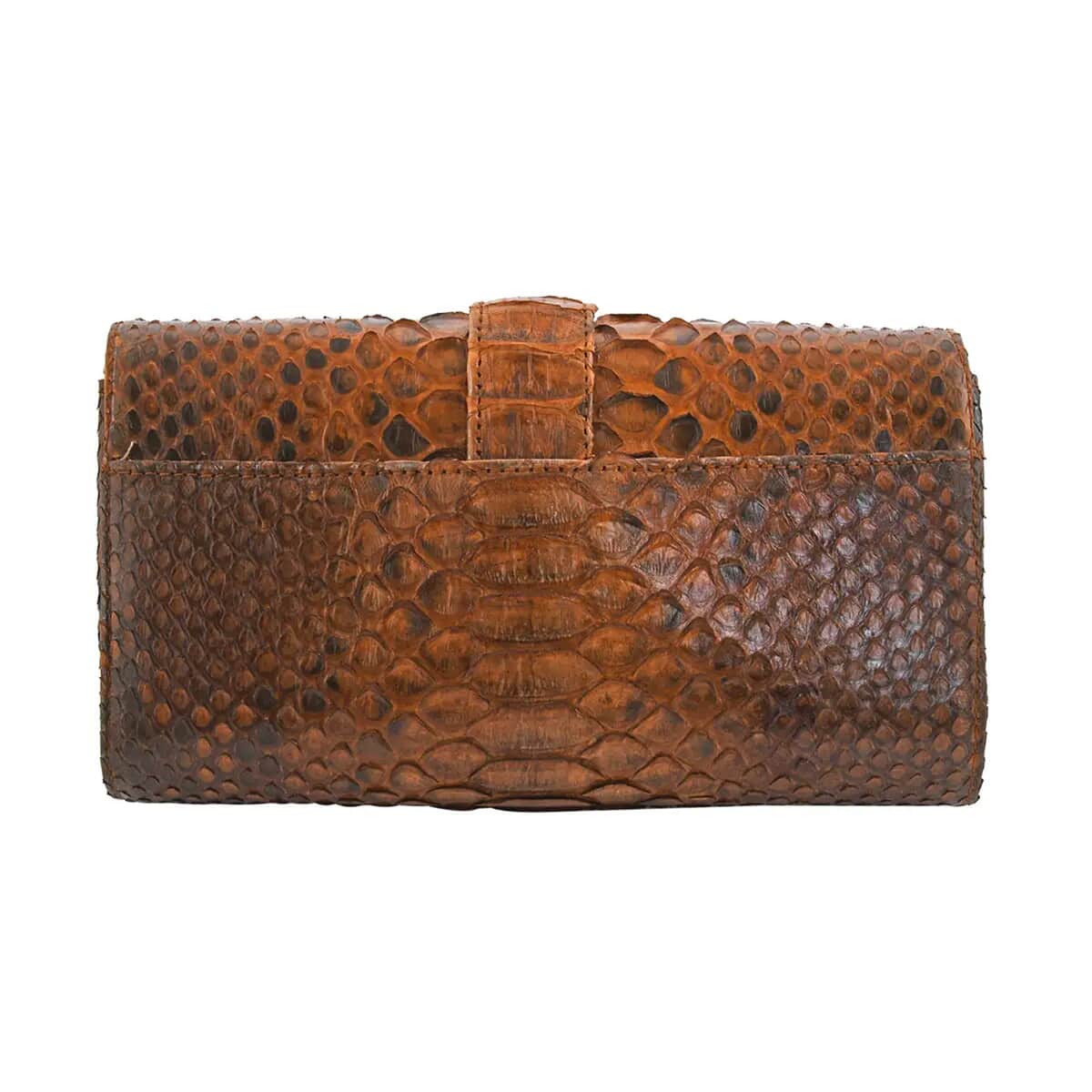 The Grand Pelle Handcrafted Brown Color Genuine Python Leather Crossbody Wallet image number 6