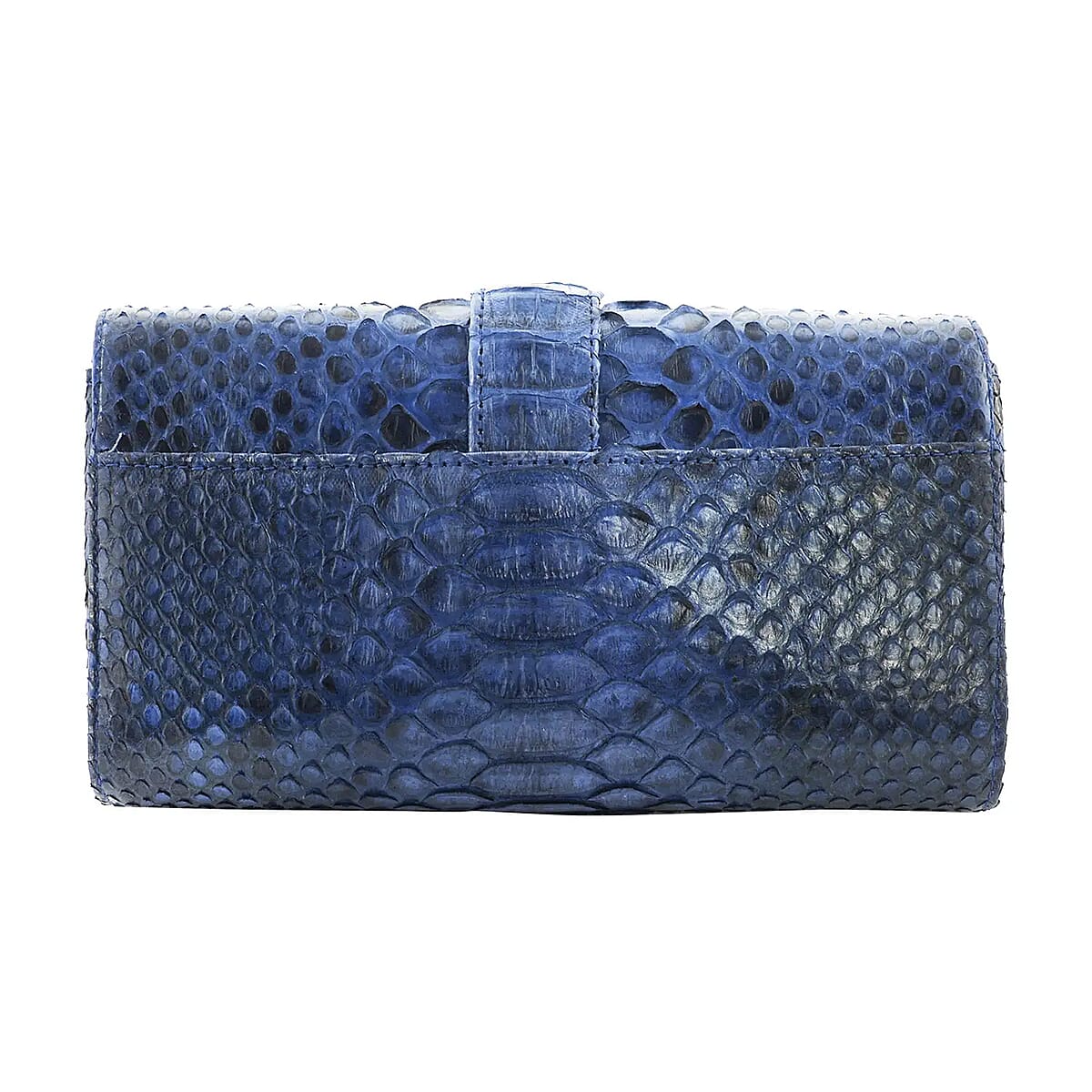 The Grand Pelle Handcrafted Navy Color Genuine Python Leather Crossbody Wallet image number 6