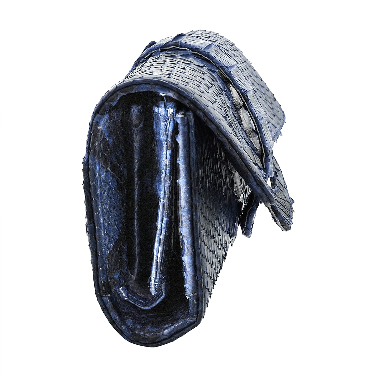 The Grand Pelle Handcrafted Navy Color Genuine Python Leather Crossbody Wallet image number 7