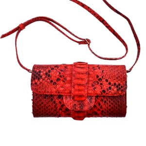 The Grand Pelle Handcrafted Red Color Genuine Python Leather Crossbody Wallet