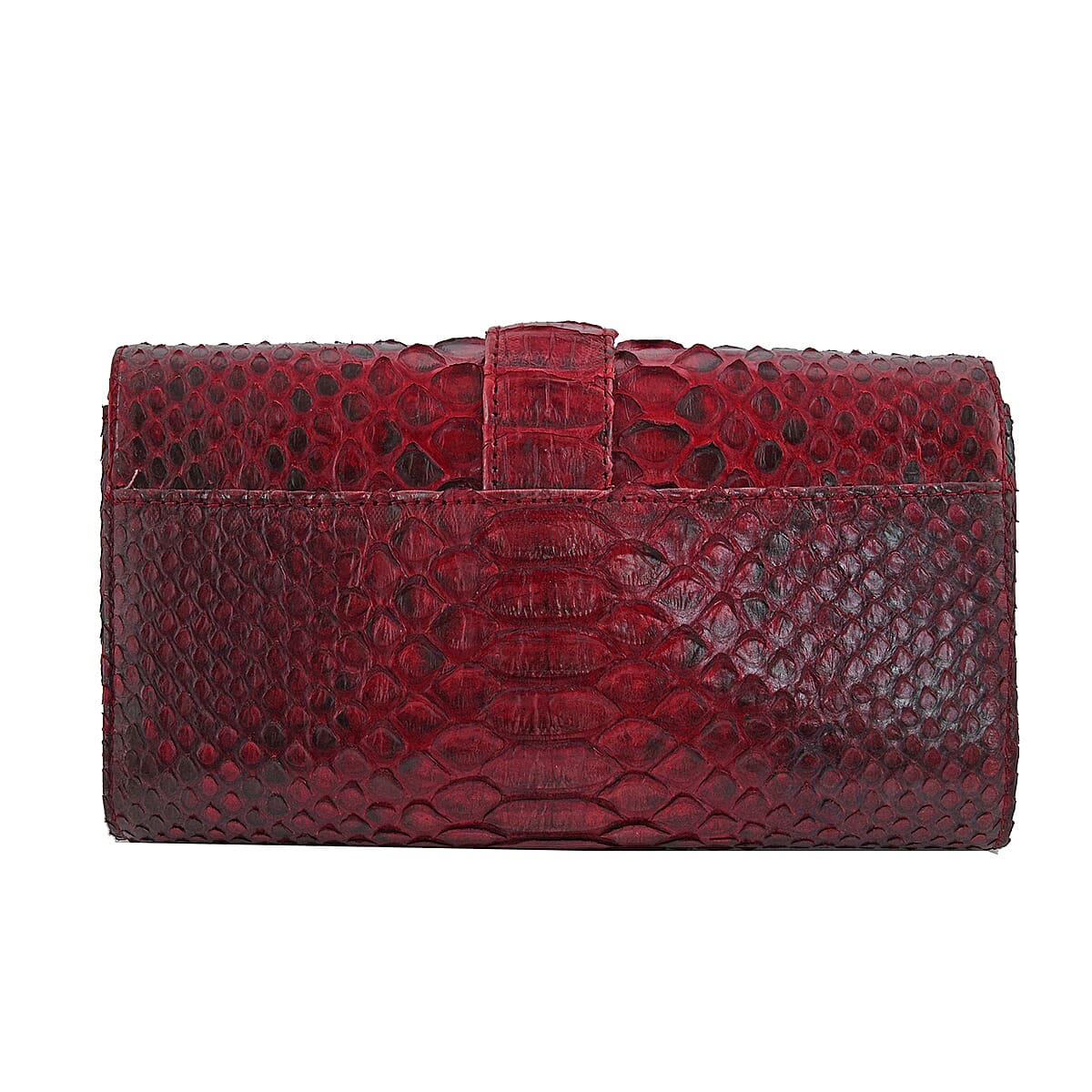 The Grand Pelle Handcrafted Red Color Genuine Python Leather Crossbody Wallet image number 3