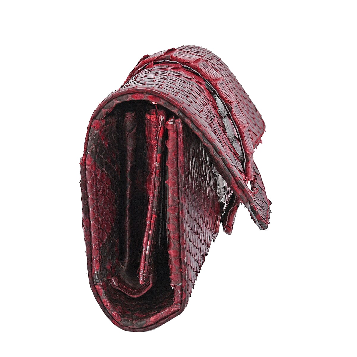 The Grand Pelle Handcrafted Red Color Genuine Python Leather Crossbody Wallet image number 4