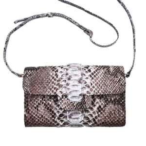 The Grand Pelle Handcrafted Natural Color Genuine Python Leather Crossbody Wallet