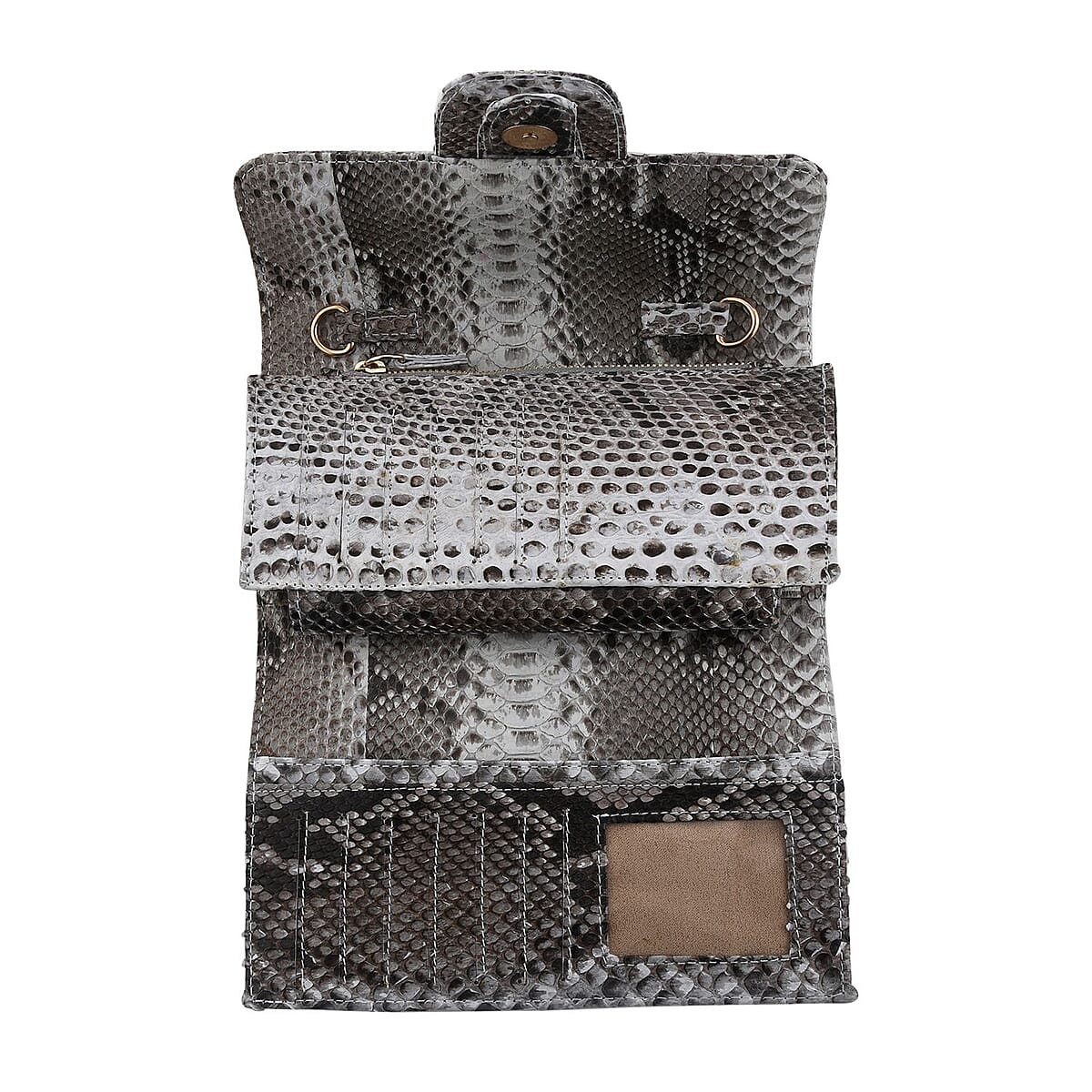 The Grand Pelle Handcrafted Natural Color Genuine Python Leather Crossbody Wallet image number 4