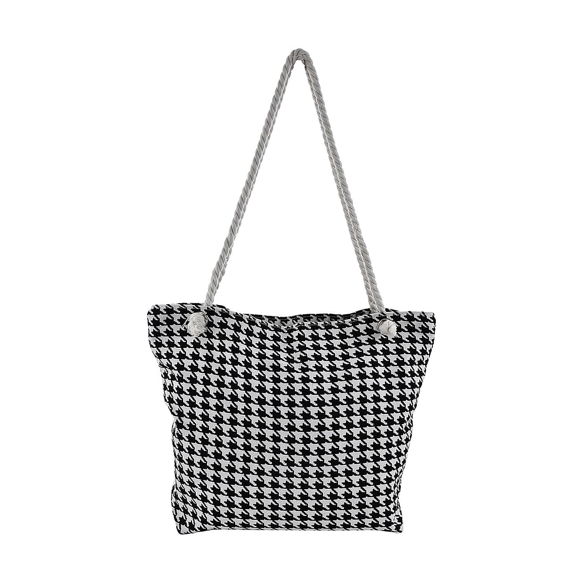 White Monochrome Pattern Canvas Tote Bag image number 2