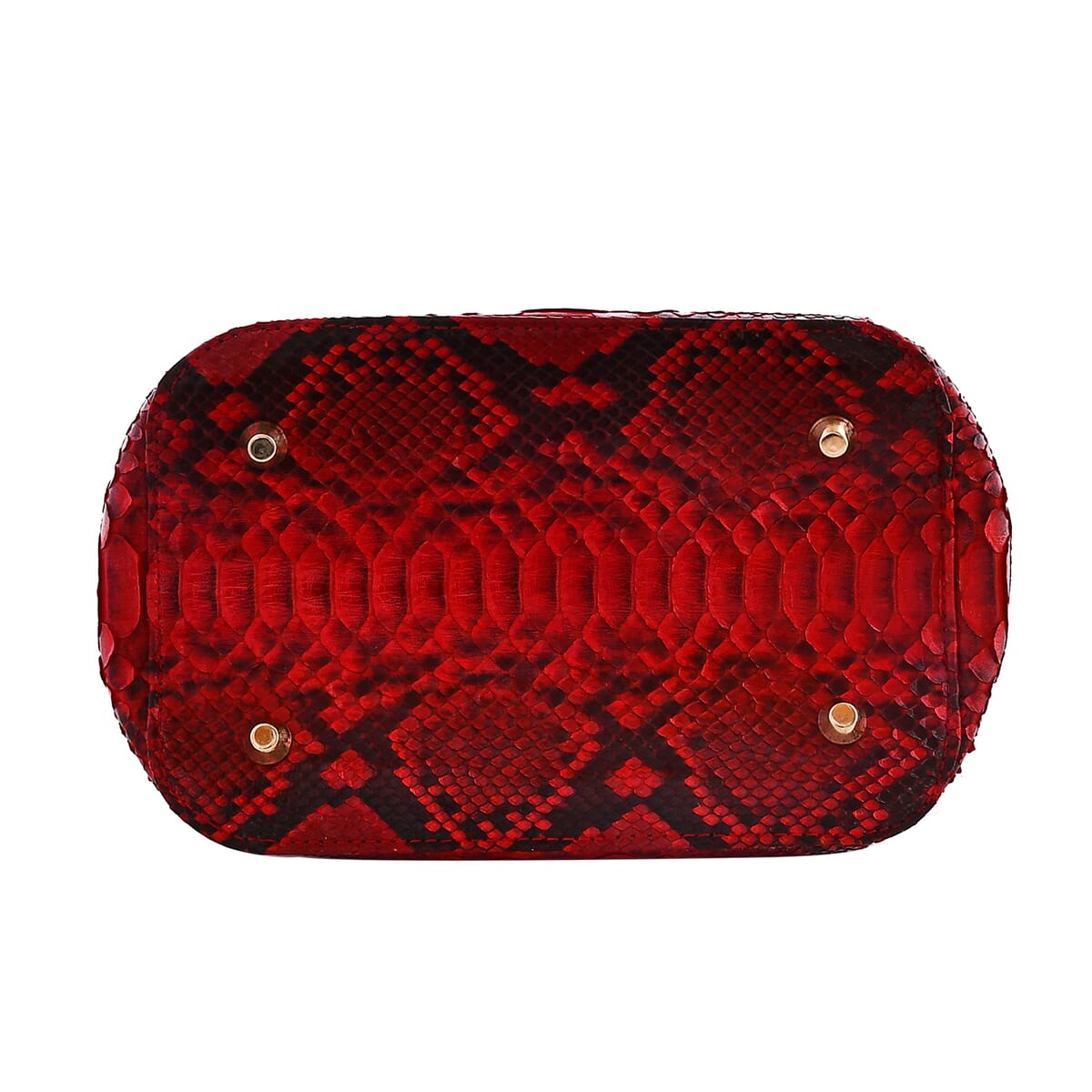 The Grand Pelle Handcrafted Red Color Genuine Python Leather Bucket Bag image number 4