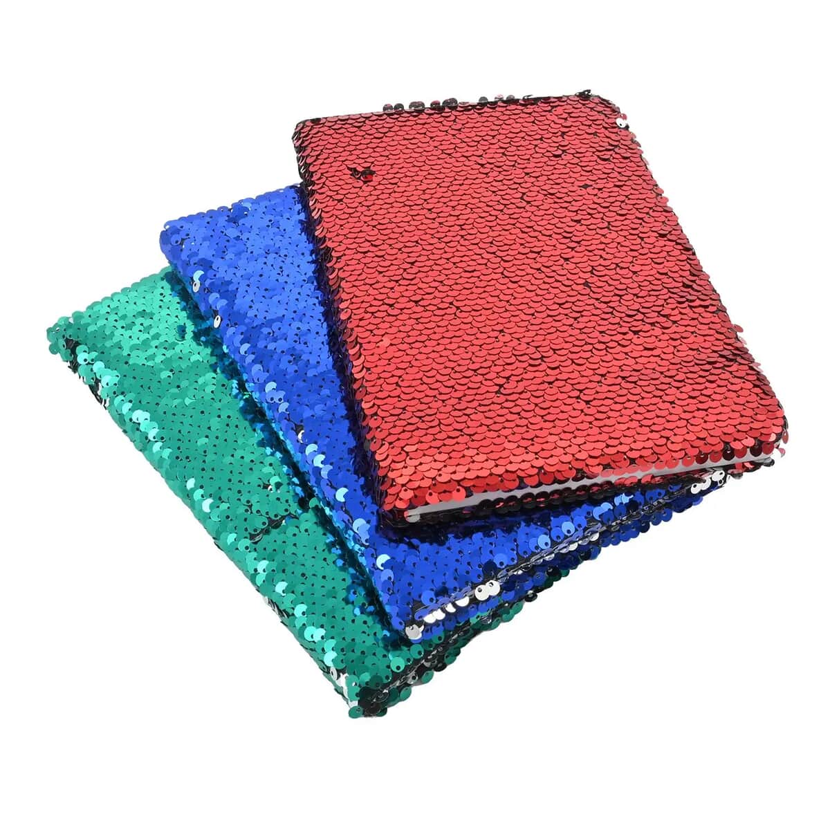 Set of 3 Red, Green and Blue Sequin Book (5.70"x8.26") image number 4