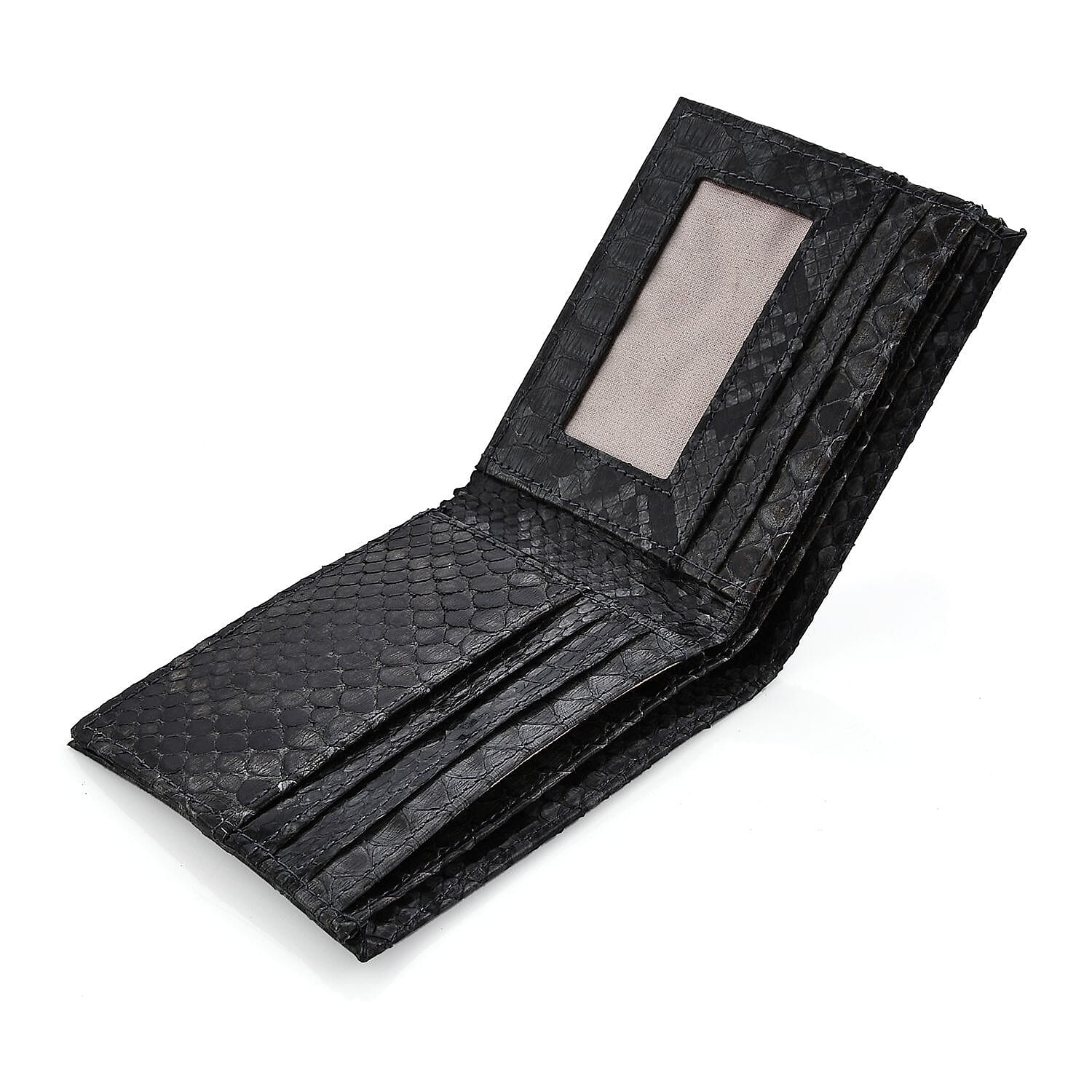 The Grand Pelle Collection Handcrafted Black Color Genuine Python Leather Wallet