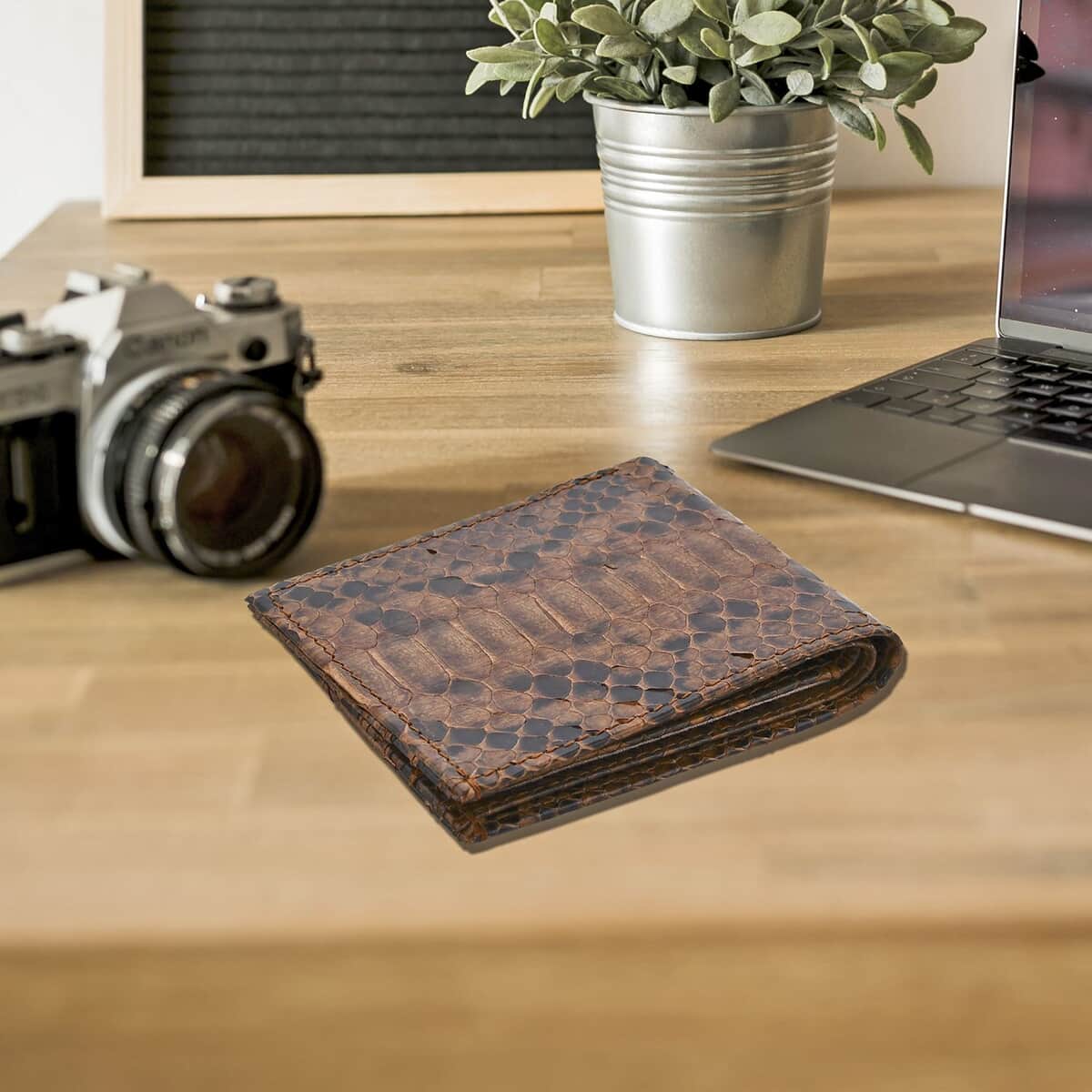 The Grand Pelle Collection Handcrafted Brown Color Genuine Python Leather Wallet image number 1