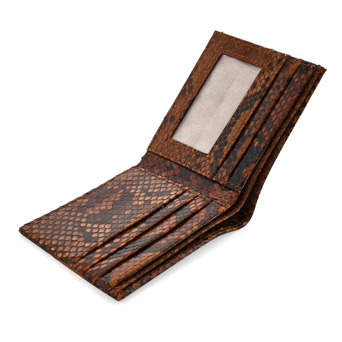 The Grand Pelle Collection Handcrafted Brown Color Genuine Python Leather Wallet image number 3
