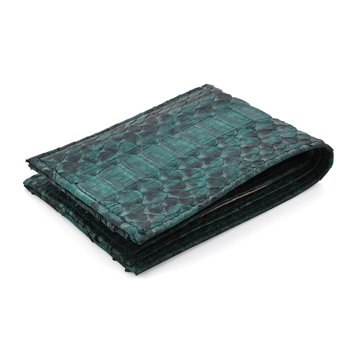 The Grand Pelle Collection Handcrafted Green Color Genuine Python Leather Wallet image number 2