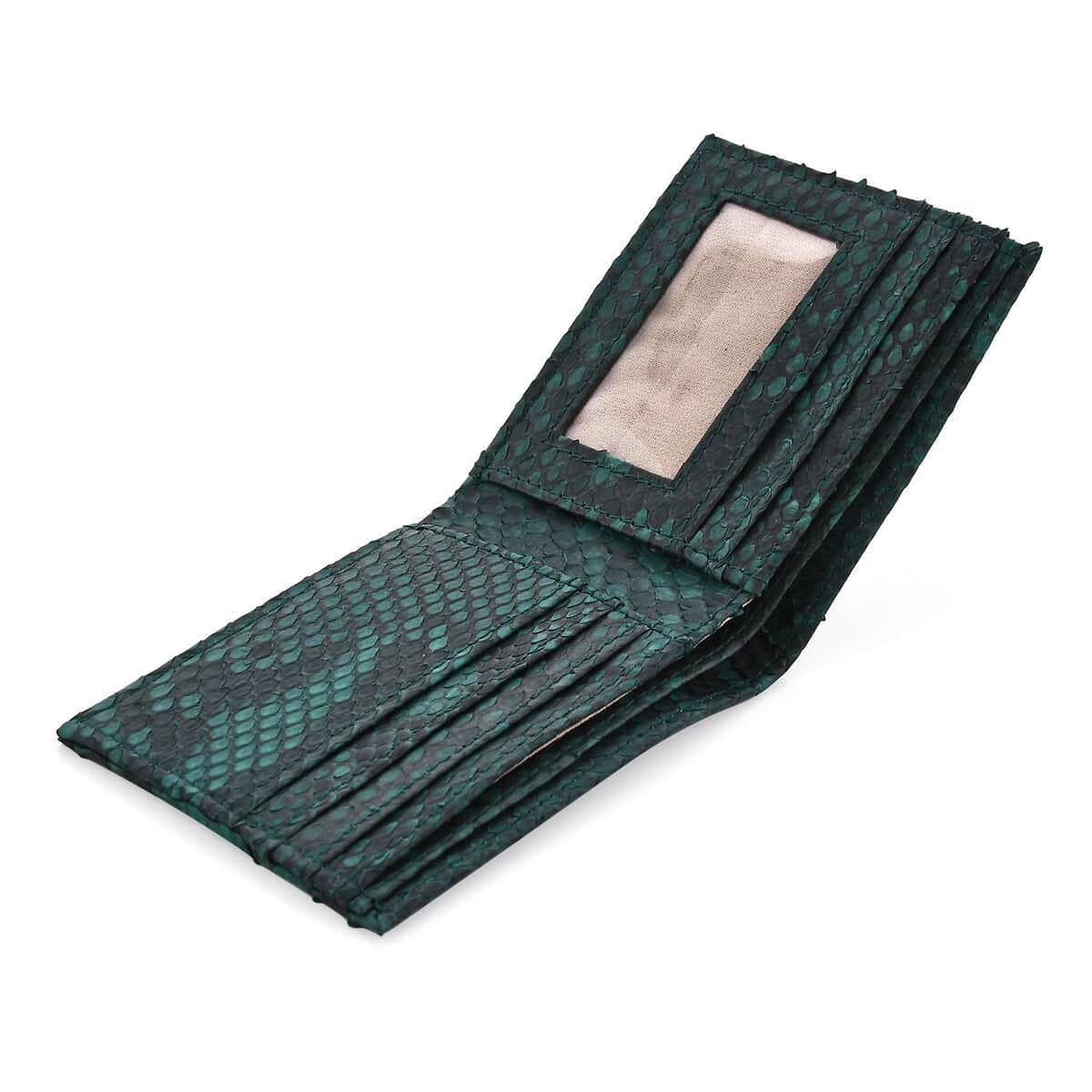 The Grand Pelle Collection Handcrafted Green Color Genuine Python Leather Wallet image number 3