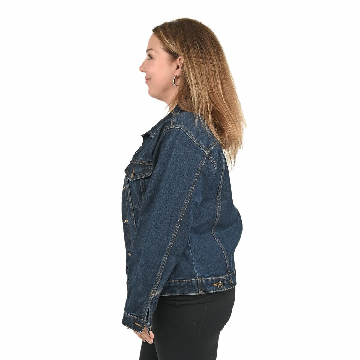 Tamsy Dark Wash Solid Denim Jacket- S image number 2
